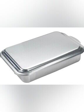 VINTAGE MIRRO ALUMINUM PAN CAKE DESSERT CASSEROLE WITH LID Dish Holder Carrier